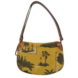 Vintage Tommy Bahama Tropical Canvas Tapestry Palm Tree Shoulder Bag